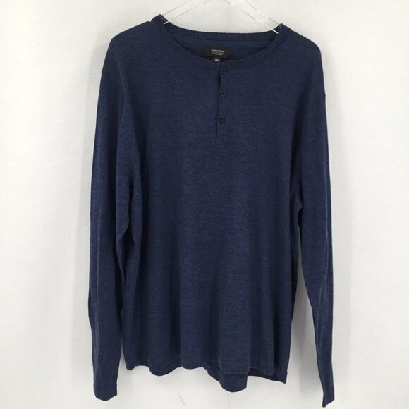 Nordstrom henley navy blue slub sweater men button new XXL XX-Large - Picture 2 of 5